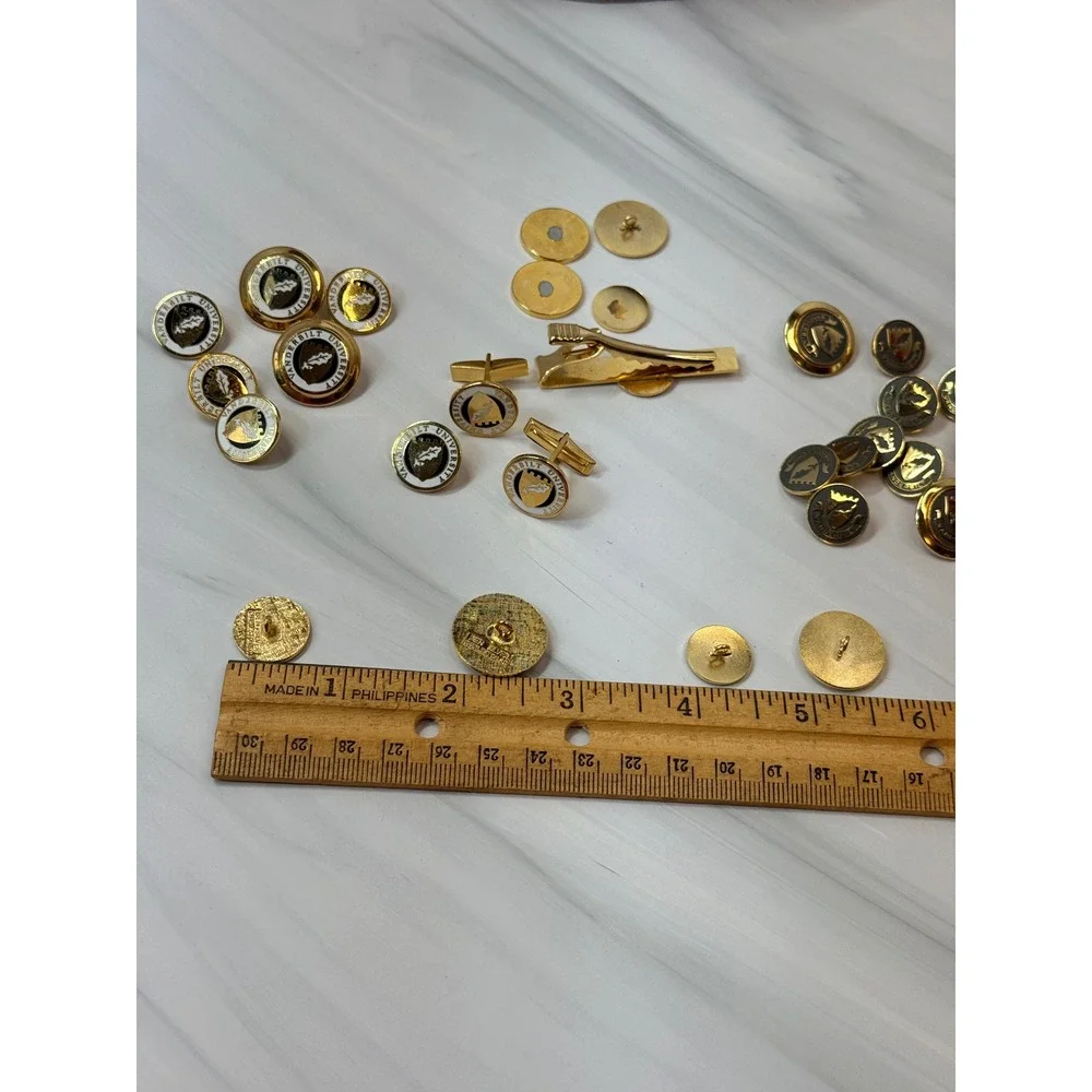 Vanderbilt University Ben Silver Blazer Button Set Cufflinks Tie Bar Gold Tone
